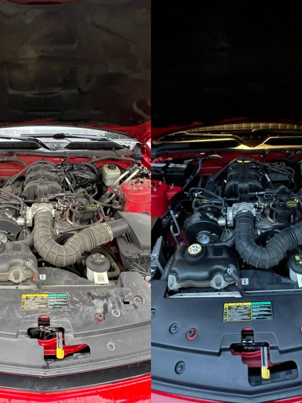 Engine bay detailing on retro mustrang by Baker's